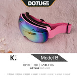 Kids Snow Goggles with Large Spherical Lens, Double-Layer Anti-Fog HD Lens, UV400 Protection, Adjustable Elastic Strap, Ideal for Skiing, Snowboarding & Winter Outdoor Sports (A)