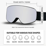 Kids Snow Goggles with Large Spherical Lens, Double-Layer Anti-Fog HD Lens, UV400 Protection, Adjustable Elastic Strap, Ideal for Skiing, Snowboarding & Winter Outdoor Sports (D)