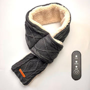 USB-Powered Heated Scarf with 3 Temperature Settings, Knitted Jacquard Design, Soft Fleece Lining, Ideal for Winter Outdoor and Home Use, Machine Washable, Power Bank Not Included (Plaid Jacquard, Dark Grey) In Australia - Darrahopens