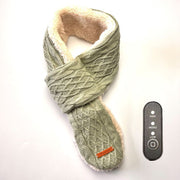 USB-Powered Heated Scarf with 3 Temperature Settings, Knitted Jacquard Design, Soft Fleece Lining, Ideal for Winter Outdoor and Home Use, Machine Washable, Power Bank Not Included (Plaid Jacquard, Dark Grey)