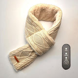 USB-Powered Heated Scarf with 3 Temperature Settings, Knitted Jacquard Design, Soft Fleece Lining, Ideal for Winter Outdoor and Home Use, Machine Washable, Power Bank Not Included (Plaid Jacquard, Light Green)