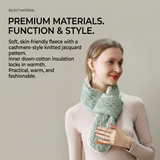 USB-Powered Heated Scarf with 3 Temperature Settings, Knitted Jacquard Design, Soft Fleece Lining, Ideal for Winter Outdoor and Home Use, Machine Washable, Power Bank Not Included (Stripe Jacquard, Dark Grey) In Australia - Darrahopens