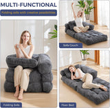 Darrahopens Furniture > Sofas > Sofas & Sofa Beds Foldable Corduroy Sofa Bed with Tufted Buttons and Side Buckle Straps, Convertible Lounger for Reading, Gaming, Napping and Relaxing in Living Rooms (Green) In Australia - Darrahopens