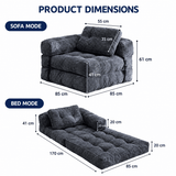 Darrahopens Furniture > Sofas > Sofas & Sofa Beds Foldable Corduroy Sofa Bed with Tufted Buttons and Side Buckle Straps, Convertible Lounger for Reading, Gaming, Napping and Relaxing in Living Rooms (Grey) In Australia - Darrahopens