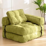 Darrahopens Furniture > Sofas > Sofas & Sofa Beds Foldable Corduroy Sofa Bed with Tufted Buttons and Side Buckle Straps, Convertible Lounger for Reading, Gaming, Napping and Relaxing in Living Rooms (Grey) In Australia - Darrahopens