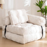 Darrahopens Furniture > Sofas > Sofas & Sofa Beds Foldable Corduroy Sofa Bed with Tufted Buttons and Side Buckle Straps, Convertible Lounger for Reading, Gaming, Napping and Relaxing in Living Rooms (Grey) In Australia - Darrahopens