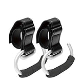 Universal Stroller Hooks with PU Leather Straps – Heavy-Duty Aluminum Baby Stroller Organizer for Hanging Bags, Purses, and Diaper Bags on Stroller Handles or Frames (2PCS（Black）)