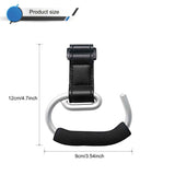 Universal Stroller Hooks with PU Leather Straps – Heavy-Duty Aluminum Baby Stroller Organizer for Hanging Bags, Purses, and Diaper Bags on Stroller Handles or Frames (Black)