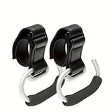 Universal Stroller Hooks with PU Leather Straps – Heavy-Duty Aluminum Baby Stroller Organizer for Hanging Bags, Purses, and Diaper Bags on Stroller Handles or Frames (Brown)