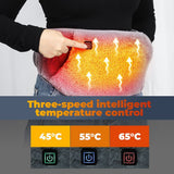 USB-Powered Electric Heating Waist Belt with Hand Pockets, 3-Heat Settings for Menstrual Cramp Relief, Office and Home Use, Soft Crystal Velvet, Machine Washable (Grey)