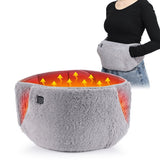 USB-Powered Electric Heating Waist Belt with Hand Pockets, 3-Heat Settings for Menstrual Cramp Relief, Office and Home Use, Soft Crystal Velvet, Machine Washable (Grey)