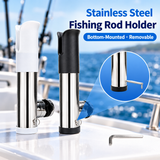 Bottom-Mounted Detachable Stainless Steel Fishing Rod Holder with 360° Rotatable Clamp for Boat Rail Fishing, Durable Corrosion-Resistant Construction, Quick Install and Removal, Protective Caps, Ideal for Saltwater and Freshwater Angling (32-50mm, White)