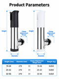 Bottom-Mounted Detachable Stainless Steel Fishing Rod Holder with 360° Rotatable Clamp for Boat Rail Fishing, Durable Corrosion-Resistant Construction, Quick Install and Removal, Protective Caps, Ideal for Saltwater and Freshwater Angling (32-50mm, White)