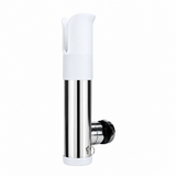 Bottom-Mounted Detachable Stainless Steel Fishing Rod Holder with 360° Rotatable Clamp for Boat Rail Fishing, Durable Corrosion-Resistant Construction, Quick Install and Removal, Protective Caps, Ideal for Saltwater and Freshwater Angling (32-50mm, White)