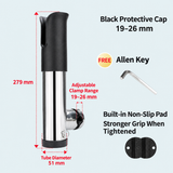Bottom-Mounted Detachable Stainless Steel Fishing Rod Holder with 360° Rotatable Clamp for Boat Rail Fishing, Durable Corrosion-Resistant Construction, Quick Install and Removal, Protective Caps, Ideal for Saltwater and Freshwater Angling (32-50mm, White)