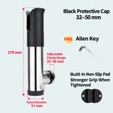 Bottom-Mounted Detachable Stainless Steel Fishing Rod Holder with 360° Rotatable Clamp for Boat Rail Fishing, Durable Corrosion-Resistant Construction, Quick Install and Removal, Protective Caps, Ideal for Saltwater and Freshwater Angling (32-50mm, White)