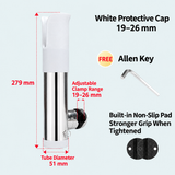 Bottom-Mounted Detachable Stainless Steel Fishing Rod Holder with 360° Rotatable Clamp for Boat Rail Fishing, Durable Corrosion-Resistant Construction, Quick Install and Removal, Protective Caps, Ideal for Saltwater and Freshwater Angling (32-50mm, White)