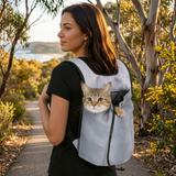 Ventilated Pet Carrier Backpack for Cats and Small Dogs, Front-Facing or Backpack Style, Breathable Mesh and Durable Oxford Fabric, Ideal for Walks, Hiking, and Daily Outings (L, Black)