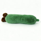 Cartoon Cucumber-Shaped USB Heated Plush Pillow, Soft Plush Body with Cute Embroidered Face, 5-Level Temperature Control and Timer, Ideal for Home, Car, Office, and Outdoor Camping Use (Green)