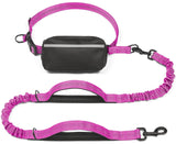 Hands-Free Dog Leash with Waist Belt and Storage Pouch, Shock-Absorbing Bungee Leash for Running, Walking, and Outdoor Adventures, Reflective Safety Design for Night Walks (Navy)