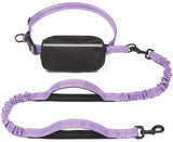 Hands-Free Dog Leash with Waist Belt and Storage Pouch, Shock-Absorbing Bungee Leash for Running, Walking, and Outdoor Adventures, Reflective Safety Design for Night Walks (Navy)