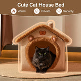 Cozy Pet Cave Bed for Cats and Small Dogs – Soft, Warm, and Washable Faux Fur Nest with Removable Cushion, Perfect Winter Sleeping Hut for Your Furry Friend’s Comfort and Safety (M)