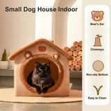 Cozy Pet Cave Bed for Cats and Small Dogs – Soft, Warm, and Washable Faux Fur Nest with Removable Cushion, Perfect Winter Sleeping Hut for Your Furry Friend’s Comfort and Safety (M)