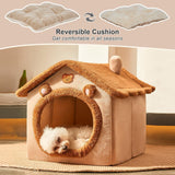 Cozy Pet Cave Bed for Cats and Small Dogs – Soft, Warm, and Washable Faux Fur Nest with Removable Cushion, Perfect Winter Sleeping Hut for Your Furry Friend’s Comfort and Safety (M)