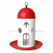 Hanging Bird Feeder with Red Dome Roof and Perch, Outdoor Wild Bird Feeding Station for Garden, Yard, Balcony, or Park Decoration and Bird Watching (Red)