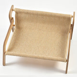 Curved Wooden Cat Lounge Chair with Sisal Scratching Surface – Hammock-Style Pet Bed for Indoor Rest, Play, and Nail Trimming, Fits Living Room or Balcony (Yellow)