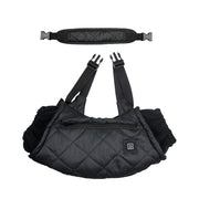 USB-Powered Heated Hand Muff with 3-Temperature Control, Water-Resistant Quilted Design, Adjustable Neck Strap, and Zippered Pocket for Outdoor Winter Activities Like Ice Fishing, Camping, and Hiking (Black)