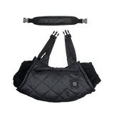 USB-Powered Heated Hand Muff with 3-Temperature Control, Water-Resistant Quilted Design, Adjustable Neck Strap, and Zippered Pocket for Outdoor Winter Activities Like Ice Fishing, Camping, and Hiking (Black)