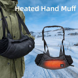 USB-Powered Heated Hand Muff with 3-Temperature Control, Water-Resistant Quilted Design, Adjustable Neck Strap, and Zippered Pocket for Outdoor Winter Activities Like Ice Fishing, Camping, and Hiking (Black)