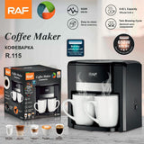 Dual-Cup Drip Coffee Maker with Ceramic Mugs, Compact 420ml Capacity, 650W Fast Brewing for Espresso, Cappuccino, and Latte at Home or Small Office (Black) In Australia - Darrahopens