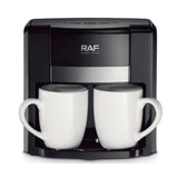 Dual-Cup Drip Coffee Maker with Ceramic Mugs, Compact 420ml Capacity, 650W Fast Brewing for Espresso, Cappuccino, and Latte at Home or Small Office (Black)