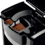 Dual-Cup Drip Coffee Maker with Ceramic Mugs, Compact 420ml Capacity, 650W Fast Brewing for Espresso, Cappuccino, and Latte at Home or Small Office (Black)