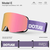 DOTUGE DGZ-Z19XS Series Ski Goggles with Magnetic Quick-Change Lens, Double-Layer Anti-Fog UV400 HD Coated Lenses, Compatible with Prescription Glasses, for Snow Sports, Climbing, and Mountain Adventures (A)