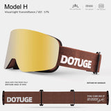 DOTUGE DGZ-Z19XS Series Ski Goggles with Magnetic Quick-Change Lens, Double-Layer Anti-Fog UV400 HD Coated Lenses, Compatible with Prescription Glasses, for Snow Sports, Climbing, and Mountain Adventures (A)