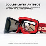 DOTUGE DGZ-Z19XS Series Ski Goggles with Magnetic Quick-Change Lens, Double-Layer Anti-Fog UV400 HD Coated Lenses, Compatible with Prescription Glasses, for Snow Sports, Climbing, and Mountain Adventures (B)