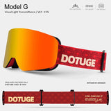 DOTUGE DGZ-Z19XS Series Ski Goggles with Magnetic Quick-Change Lens, Double-Layer Anti-Fog UV400 HD Coated Lenses, Compatible with Prescription Glasses, for Snow Sports, Climbing, and Mountain Adventures (C)