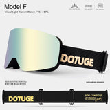 DOTUGE DGZ-Z19XS Series Ski Goggles with Magnetic Quick-Change Lens, Double-Layer Anti-Fog UV400 HD Coated Lenses, Compatible with Prescription Glasses, for Snow Sports, Climbing, and Mountain Adventures (D)