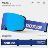 DOTUGE DGZ-Z19XS Series Ski Goggles with Magnetic Quick-Change Lens, Double-Layer Anti-Fog UV400 HD Coated Lenses, Compatible with Prescription Glasses, for Snow Sports, Climbing, and Mountain Adventures (F)