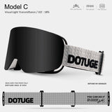 DOTUGE DGZ-Z19XS Series Ski Goggles with Magnetic Quick-Change Lens, Double-Layer Anti-Fog UV400 HD Coated Lenses, Compatible with Prescription Glasses, for Snow Sports, Climbing, and Mountain Adventures (H)