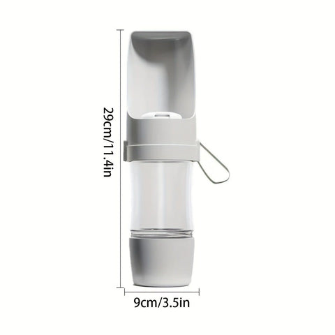 Portable Dog Water Bottle – Leak-Proof Pet Water Dispenser with Food Storage, Ideal for Outdoor Walks, Camping, and Travel (Grey)