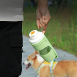 Portable Dog Water Bottle – Leak-Proof Pet Water Dispenser with Food Storage, Ideal for Outdoor Walks, Camping, and Travel (Grey)