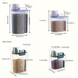 Airtight Food Storage Container with Measuring Cup for Rice, Grains, and Pet Food – Transparent Plastic Canister with Locking Lid, Silicone Seal, and Pour Spout for Kitchen Organization and Freshness (L, DarkGreen)