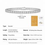 Elegant Moissanite Tennis Bracelet in 925 Sterling Silver with 18K Gold and Rhodium Plating, Featuring Certified Sparkling Stones for Daily Wear and Formal Occasions, Available in Multiple Lengths and Stone Sizes (4.0mm, 15.5cm（6.1in）)