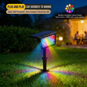 Darrahopens Home & Garden > Garden Lights > Other Outdoor Lights Solar Powered Outdoor RGB Landscape Spotlight with 7 Fixed Colors and Auto On/Off, IP65 Waterproof Multi-Color Accent Light for Garden, Pathway, Wall, and Patio Decoration, Easy No-Wiring Ground Stake or Wall Mount Installation (3PCS, Color‑Changing (Soli