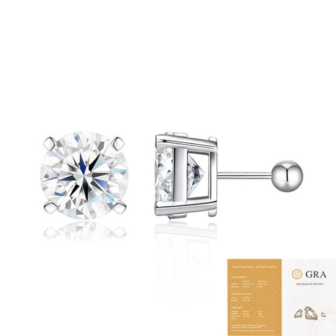 Elegant Four-Prong Moissanite Stud Earrings with Screw Backs – Brilliant Round Cut, Icy White Sparkle, Silver-Plated Setting, Ideal for Daily Wear, Office, and Casual Chic Looks (Moissanite Round 11mm （5Carat+45Carat）, Premium S925)