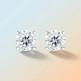 Elegant Four-Prong Moissanite Stud Earrings with Screw Backs – Brilliant Round Cut, Icy White Sparkle, Silver-Plated Setting, Ideal for Daily Wear, Office, and Casual Chic Looks (Moissanite Round 11mm （5Carat+45Carat）, Premium S925)